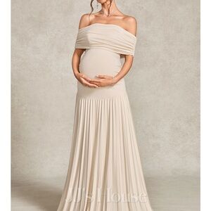 JJs House maternity pink* Off-Shoulder Maxi Dress baby shower